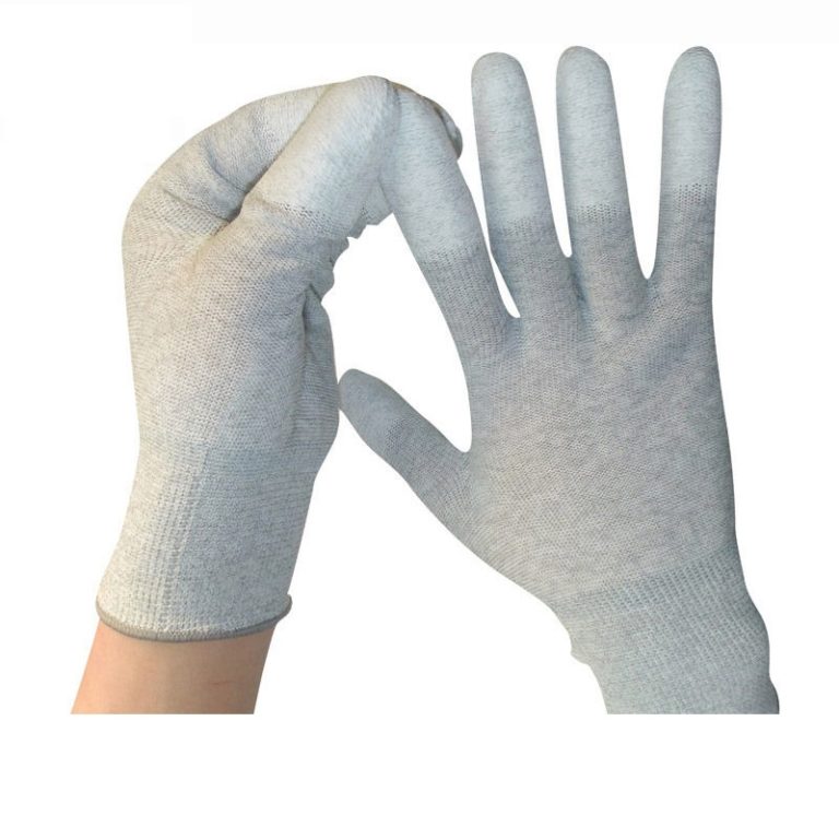 Carbon fiber nylon PU coated finger gloves C0504-W2